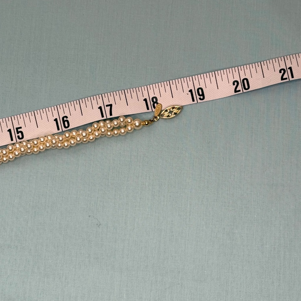 Vintage Napier faux ivory graduated pearl 3 strand twisted necklace 18" - Picture 8 of 8